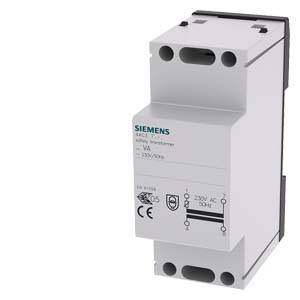 Een transformator van Siemens met opschrift '230V AC 50Hz', geschikt voor elektrische toepassingen, afbeelding van een standaardcomponent.