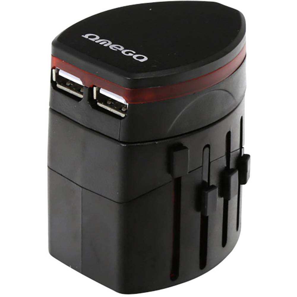 Omega Travel OTRA2 4in1 16362 USB-oplader Thuis Uitgangsstroom (max.) 2000 mA 3 x USB, Netbus
