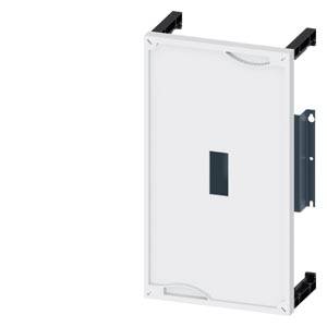 Een rechthoekige opbouwbehuizing met een witte afdekking en zwarte zijdelingse bevestigingsbeugels. Geschikt voor wandmontage van apparatuur.