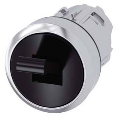 Een ronde, zilveren en zwarte knop met een uitstekende hendel in het midden. Ideaal voor elektronische besturingstoepassingen.
