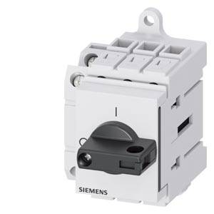 Een elektrische vermogensschakelaar van Siemens met een grijze tuimelschakelaar in de positie 'Uit'. Op de achtergrond zijn aansluitklemmen zichtbaar.