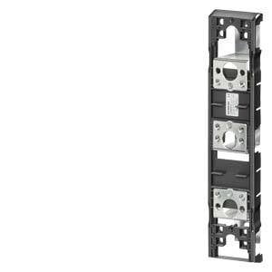 Een zwart, verticaal technisch onderdeel met meerdere zilveren metalen componenten verspreid over de lengte.