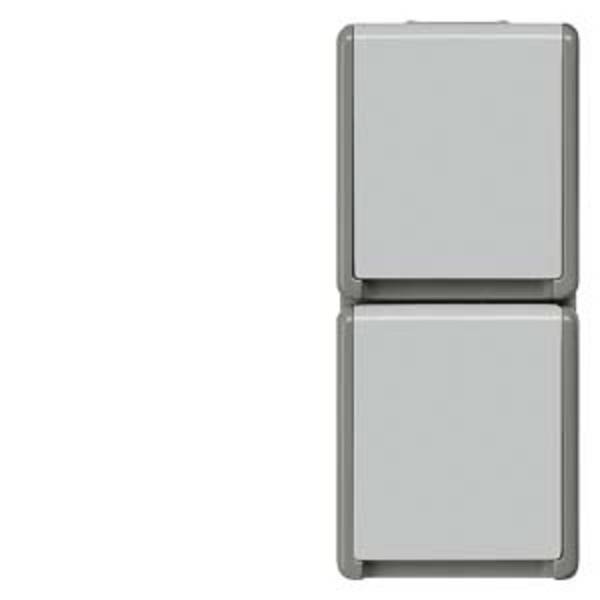 Siemens 5UB4723 Inzetstuk Wandcontactdoos met randaarde en klapdeksel 2-voudig Delta Grijs Schakelmateriaal 1 stuk(s)