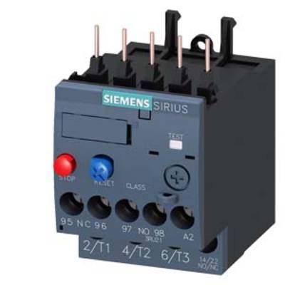 Een Siemens SIRIUS overbelastingsrelais met toetsen en aansluitingen voor het besturen van elektrische schakelingen in industriële toepassingen.
