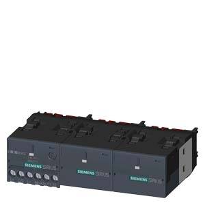 'Siemens SIRIUS contactors', zwart behuizing, drie eenheden naast elkaar, elk met Siemens-logo, voor industriële besturing.