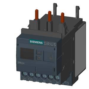 De afbeelding toont een Siemens SIRIUS contactor met meerdere aansluitingen en gemarkeerde klemmen.