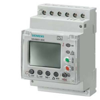 Elektronische motorbeveiliging met display en bedieningstoetsen, toont merknaam 'Siemens' en model '3SV8001-6KK'.