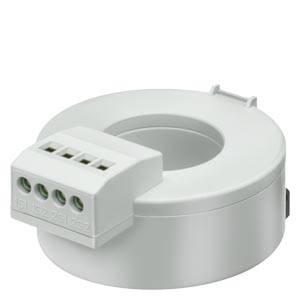 Een ronde elektrische transformator met een wit behuizing en aansluitklemmen voor kabelaansluitingen bovenaan.