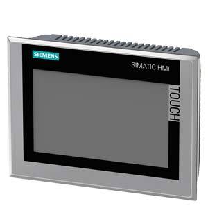 Een Siemens SIMATIC HMI Touch-Panel in zilver en zwart, dat wordt gebruikt voor het besturen en bewaken van industriële processen.