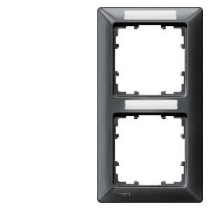 Dubbele lijst voor lichtschakelaars in zwarte kleur, zonder geplaatste schakelaars, voor een neutrale achtergrond.