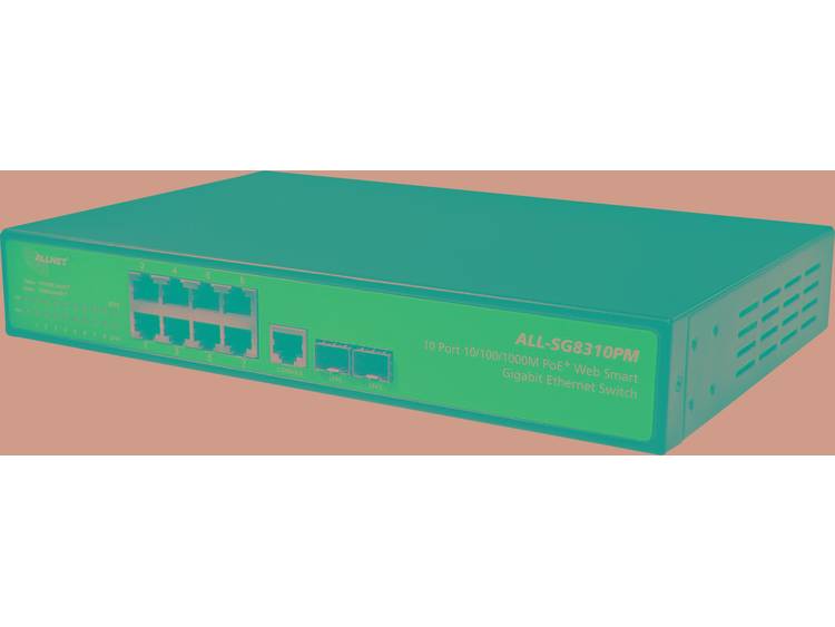 Allnet ALL-SG8310PM Netwerk switch RJ45-SFP 8 + 2 poorten 1.000 Mbit-s PoE-functie