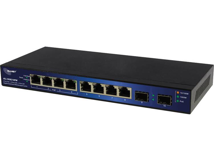 Allnet ALL-SG8210PM Netwerk switch RJ45-SFP 8 poorten 1.000 Mbit-s PoE-functie