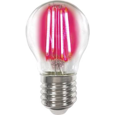 Gloeilamp met gloeiende, neonrode filamenten op een witte achtergrond. Hij straalt rood licht uit en symboliseert creativiteit en innovatie.