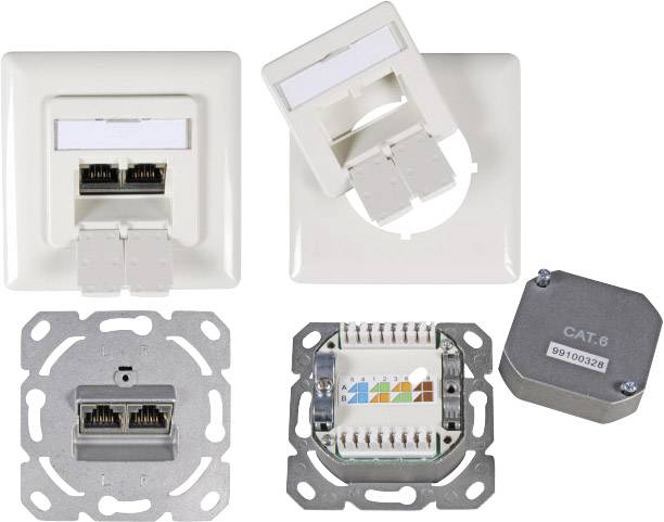 EFB Elektronik ET-25211.2V1 Netwerkdoos Inbouw (in muur) Inzet met centraalstuk en frame CAT 6 Zuiver wit (RAL 9010)-0