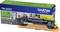 Toner cartridge Brother TN-243Y, geel, geschikt voor Brother-printers. Verpakking toont voorbeeld afbeelding van kantoor omgeven door tekst.