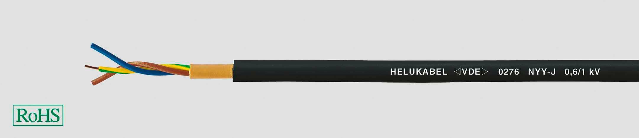 HELU 32024 Grondkabel NYY-J 3 G 2.5 mm² Zwart 50 m