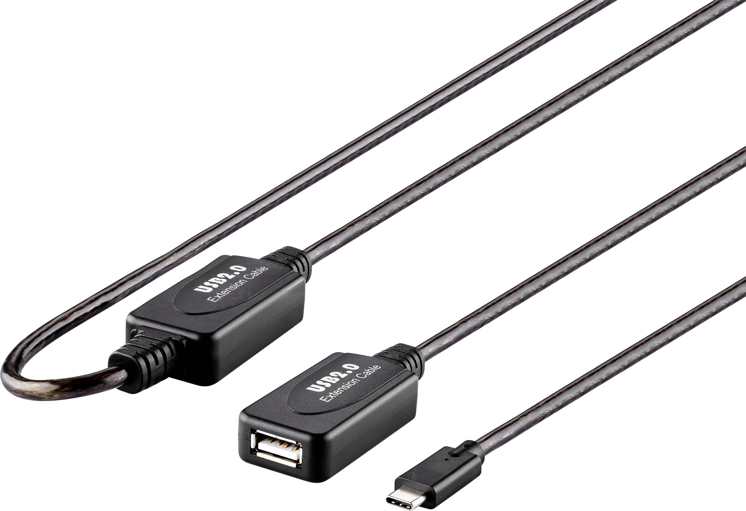 Usb Actief Verlengkabel 1x Usb C Stekker 1x Usb 20 Bus A 500 M Zwart Vergulde 6759