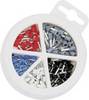 NWS 144-BI-150 Assortiment adereindhulzen 0.5 mm², 0.75 mm², 1 mm², 1.5 mm², 2.5 mm² Deels geïsoleerd Blauw, Grijs, Zwart, Wit, Rood 150 stuk(s)