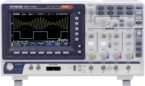 GW Instek GDS-1102B Digitale oscilloscoop 100 MHz 1 GSa/s 10 Mpts 8 Bit 1 stuk(s)