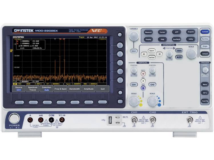 GW Instek MDO-2202EX Digitale oscilloscoop 200 MHz 1 GSa-s 10 Mpts 8 Bit Digitaal geheugen (DSO), Sp