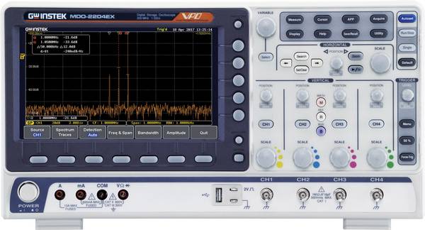 GW Instek MDO-2204EG Digitale oscilloscoop 200 MHz 1 GSa/s 10 Mpts 8 Bit Digitaal geheugen (DSO), Spectrumanalyzer 1 stuk(s)