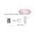 LED-lichtstrip met afstandsbediening en adapter. De strip is roze verlicht. Accessoires omvatten kabel en besturingsunit.