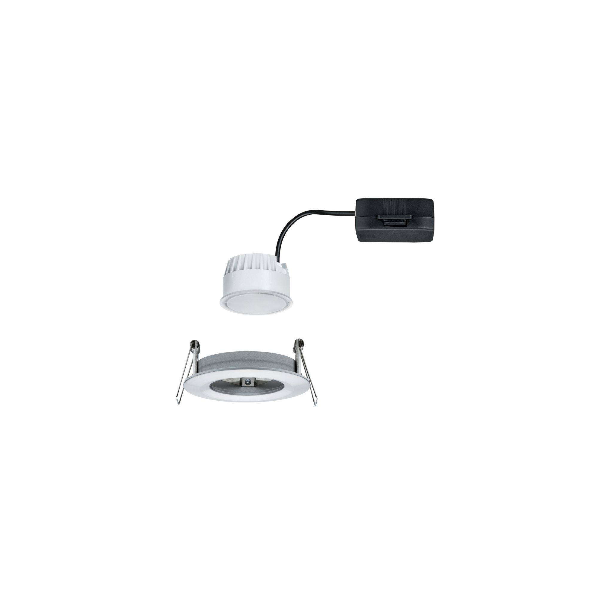 LED-plafondlamp met een rond, wit behuizing en een zwarte aansluitdoos. Geschikt voor moderne binnenverlichting.