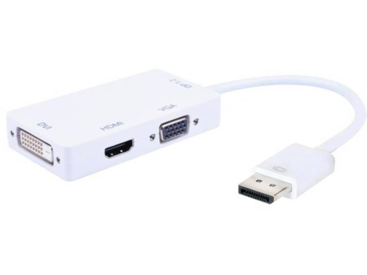 Techly IADAP DP-COMBOF2 DisplayPort HDMI-DVI-VGA Wit kabeladapter-verloopstukje