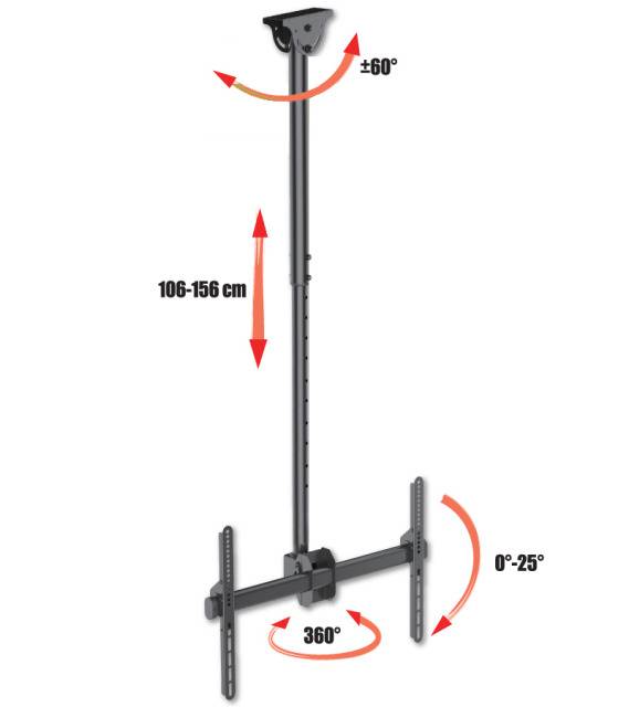 TECHly ICA-CPLB-946L TV-plafondbeugel 94,0 cm (37") - 177,8 cm (70") Kantelbaar, Zwenkbaar-2