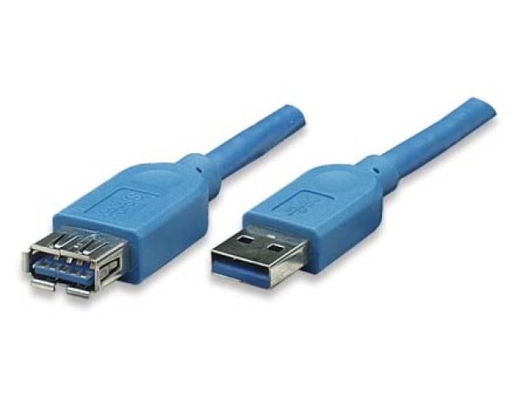 Techly 3.0m USB 3.0 A M-F 3m USB A USB A Mannelijk Vrouwelijk Blauw USB-kabel