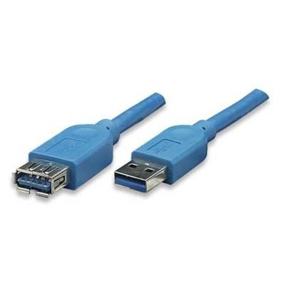 TECHly USB-kabel USB 3.2 Gen1 (USB 3.0 / USB 3.1 Gen1) USB-A stekker, USB-A bus 3.00 m Blauw Vergulde steekcontacten ICO