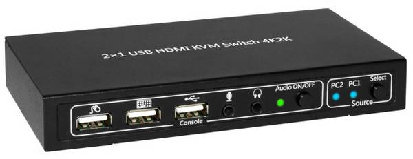 TECHly IDATA-KVM-HDMI2U KVM-switch 2 poorten HDMI USB 3840 x 2160 Pixel