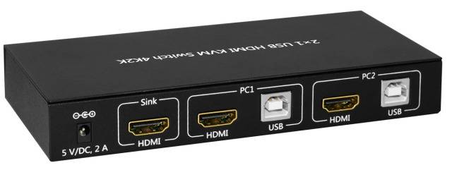 TECHly IDATA-KVM-HDMI2U KVM-switch 2 poorten HDMI USB 3840 x 2160 Pixel-1