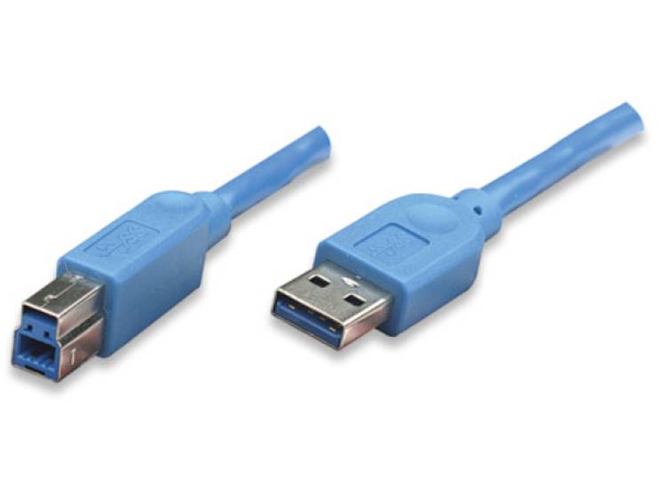 TECHly USB 3.0 Aansluitkabel [1x USB 3.0 stekker A 1x USB 3.0 stekker B] 1 m Blauw Vergulde steekcon