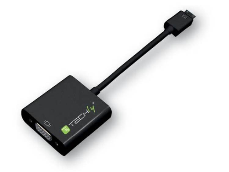 Techly IDATA HDMI-VGA4 HDMI C VGA Zwart kabeladapter-verloopstukje