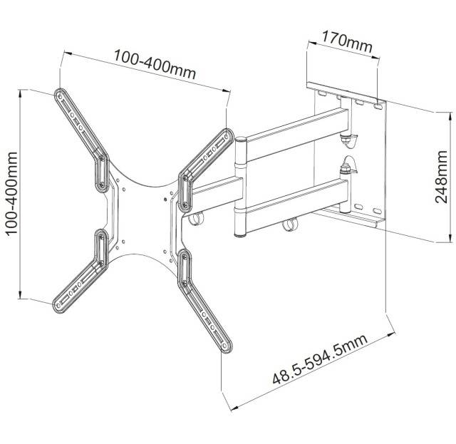 TECHly ICA-PLB-136M TV-beugel 58,4 cm (23") - 139,7 cm (55") Kantelbaar, Zwenkbaar Voor hoekmontage-2