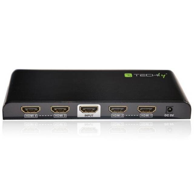 TECHly IDATA-HDMI2-4K4 4 poorten HDMI-splitter 3D-weergave mogelijk 3840 x 2160 Pixel Zwart-1
