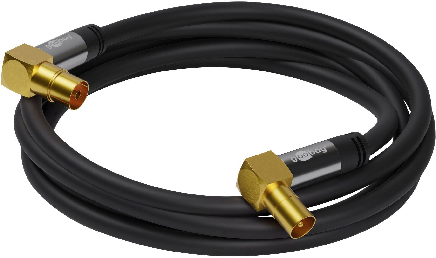 Goobay IEC (m) - IEC (v/m) coaxkabel | haaks | verguld | zwart | 5 meter-1