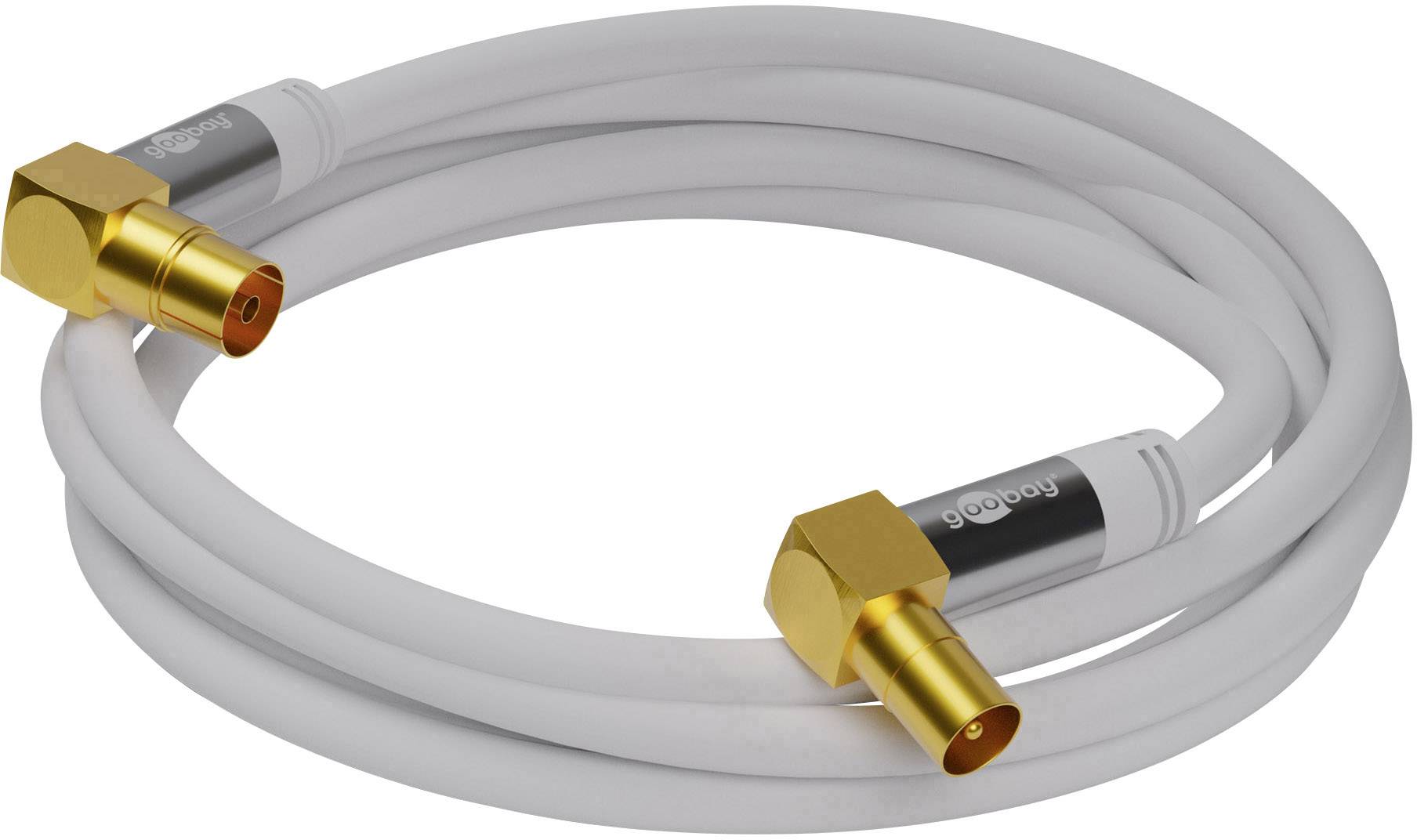 Goobay IEC (m) - IEC (v/m) coaxkabel | haaks | verguld | wit | 1 meter-1