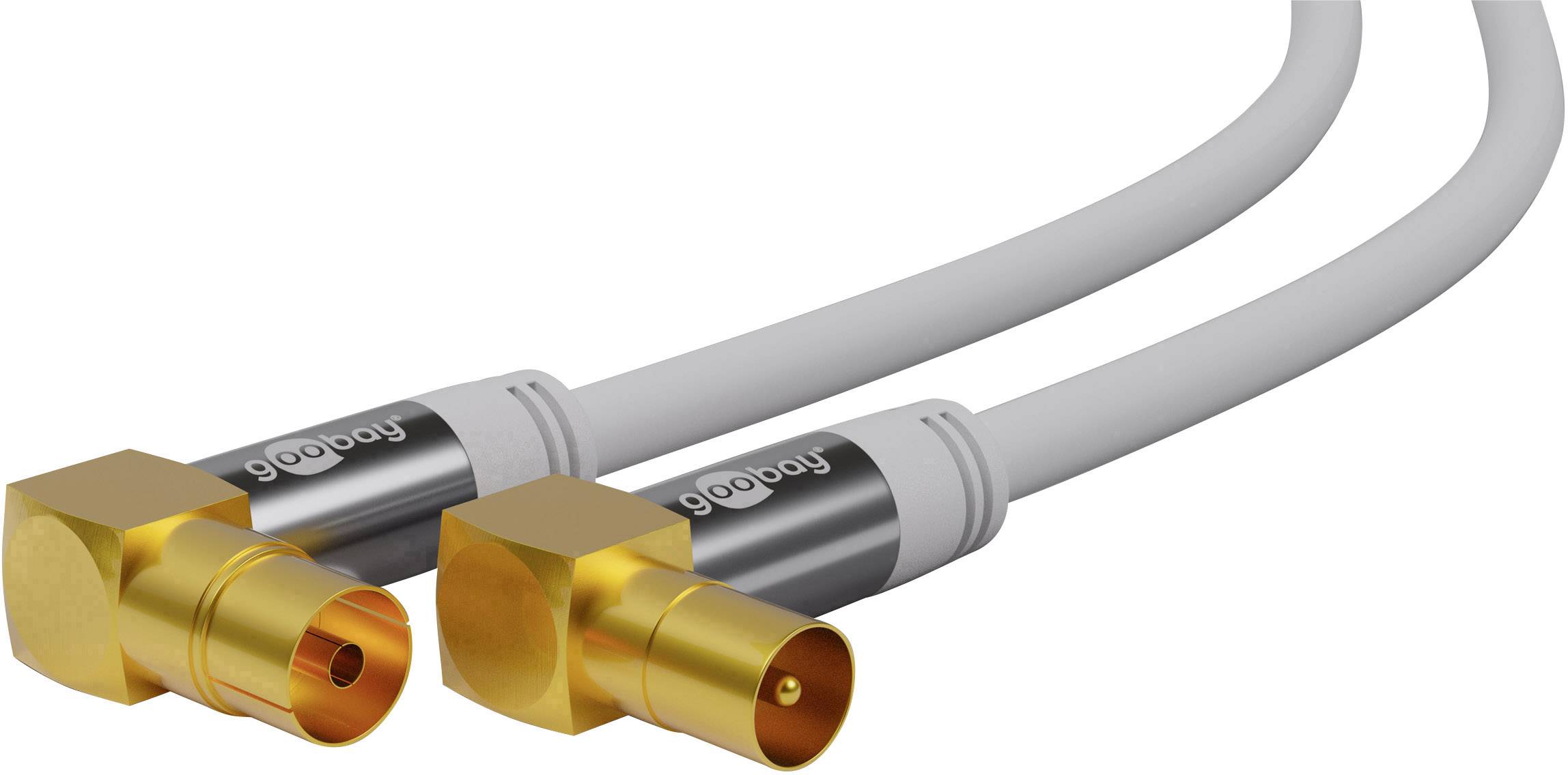 Goobay IEC (m) - IEC (v/m) coaxkabel | haaks | verguld | wit | 1 meter-2
