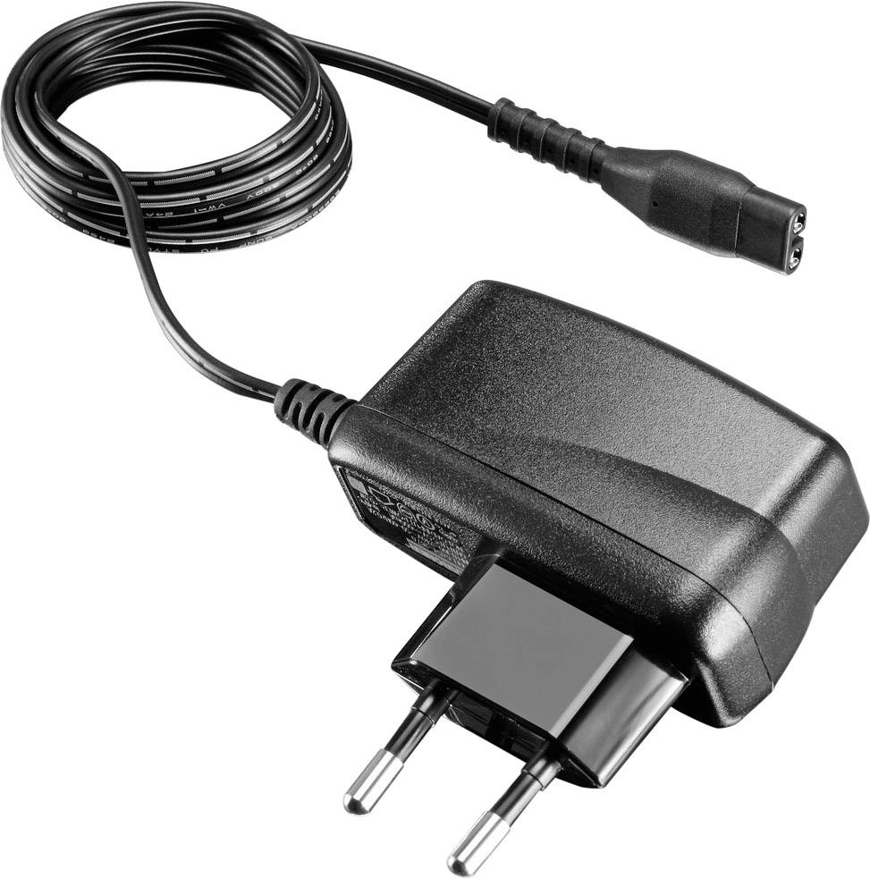 Zwart netsnoer met Schuko-stekker en lang snoer.