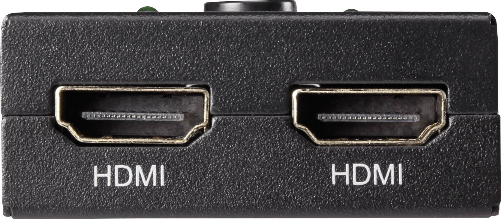 Twee HDMI-aansluitingen op een elektronisch apparaat, gebruikt voor de overdracht van audio- en videosignalen tussen apparaten.
