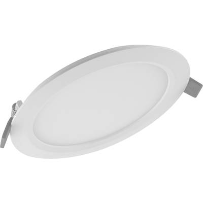 Ronde, witte LED-plafondlamp met een plat frame, geschikt voor moderne binnenhuisarchitectuur.