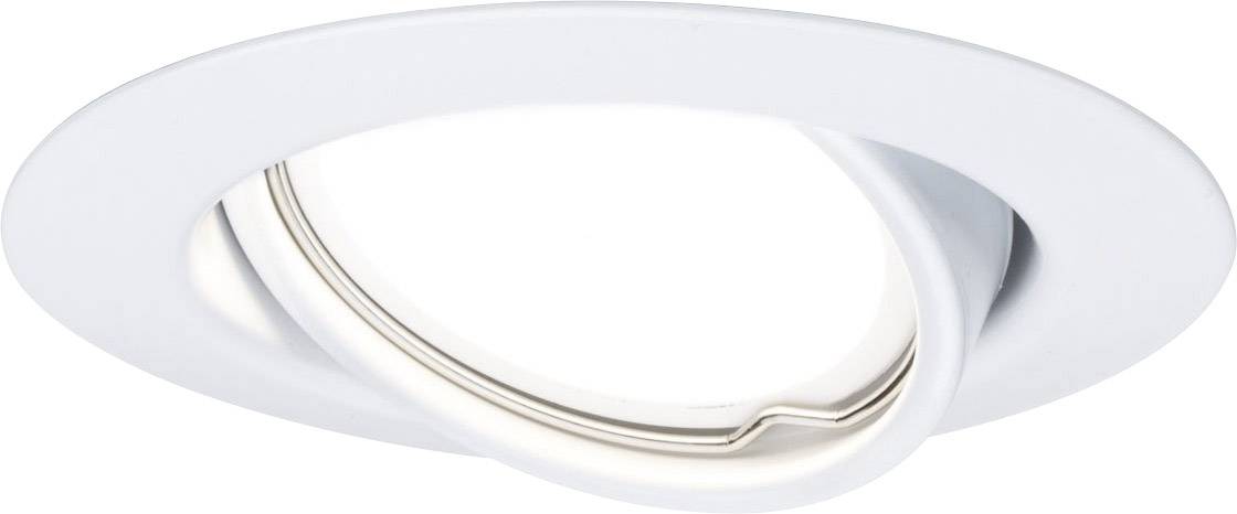 Een witte, ronde inbouwspot met draaibare binnenring, geschikt voor gerichte verlichting in plafonds.
