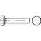 Een technische tekening van een zeskantbout, weergegeven in zij- en bovenaanzicht.