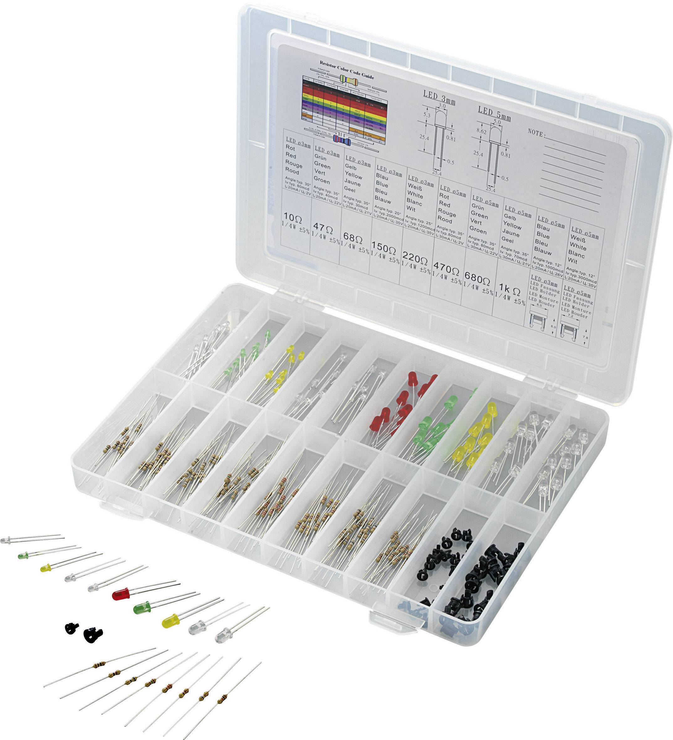 Conrad Components LED-assortiment rood, groen, geel, blauw, wit rond 3 mm, 5 mm