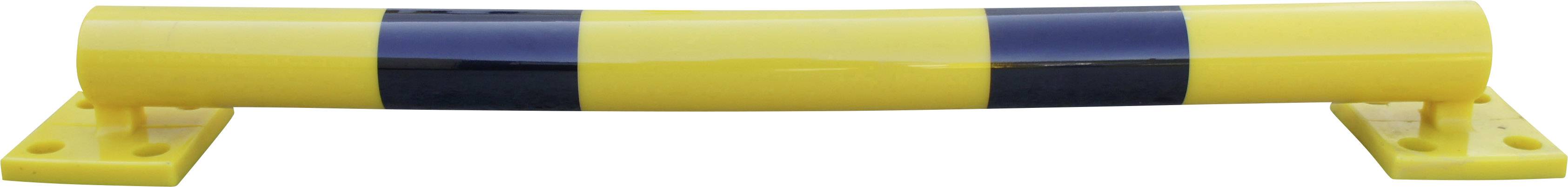 Geel-zwarte hindernis of paal, waarschijnlijk gebruikt voor verkeersveiligheid of het beperken van toegangen.