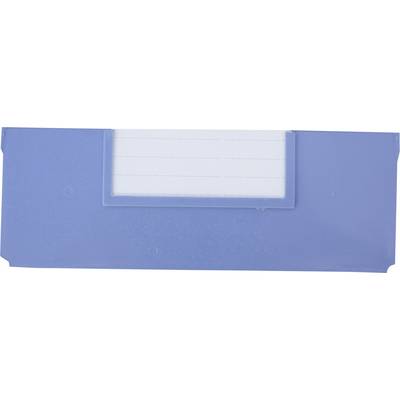 Blauwe documentenhoes met transparant naamlabel.