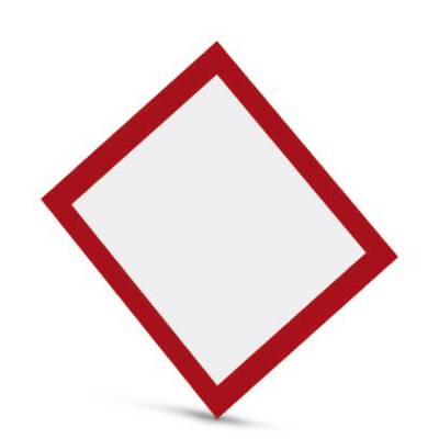 Ruitvormig, wit symbool met rode rand op witte achtergrond.