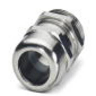Een zilveren metalen aansluiting, vermoedelijk een kabel- of buisverbindingsstuk, op een witte achtergrond.